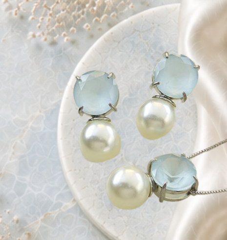 Conjunto Realeza Blue Ligth Fusion bolinha