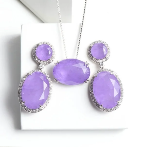 Conjunto Luxo Tanzanita Fusion e Zircônias