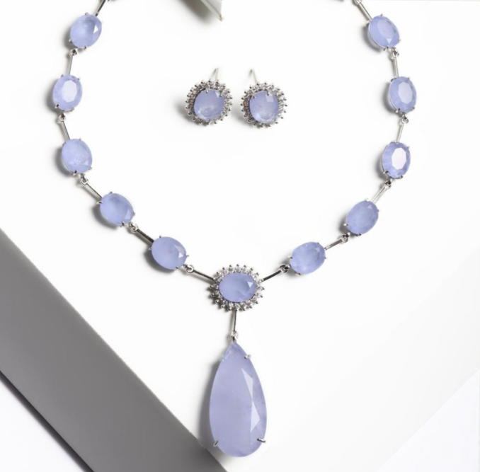 Conjunto Luxo Tanzanita Fusion e Zircônias