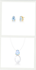 Conjunto Pérola e Cristal azul