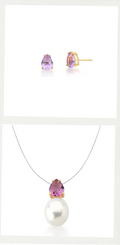 Conjunto Pérola e Cristal Roxo