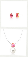 Conjunto Pérola e Cristal Rosa