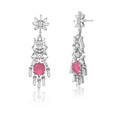 Brinco Cristal rosa e Zircônias