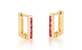 Brinco Retângulo Zircônia Rosa pequeno