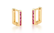 Brinco Retângulo Zircônia Rosa pequeno