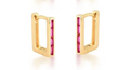 Brinco Retângulo Zircônia Rosa