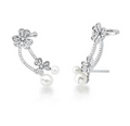 Brinco Trevo e Pérolas ear cuff