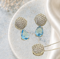 Conjunto Realeza Azul Cristal Zircônia gota