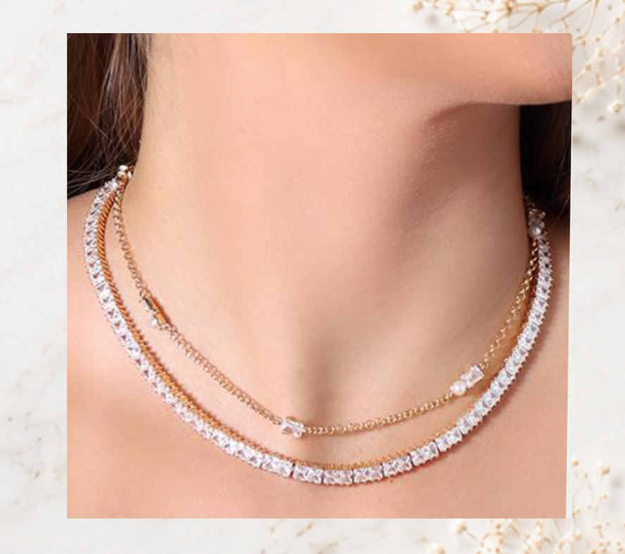 Colar Perólas e Zircônias choker
