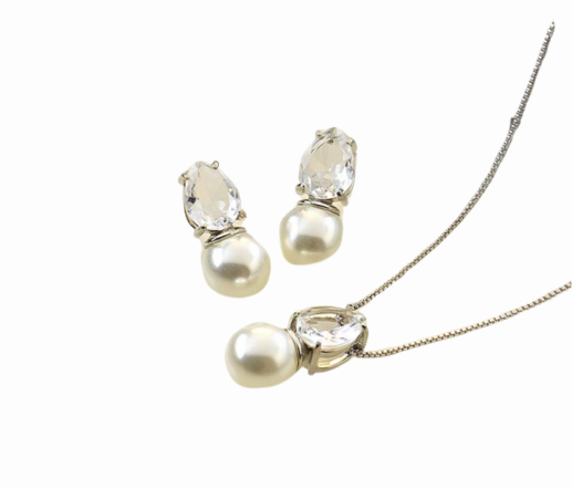 Conjunto Realeza Pérola Zircônia gota