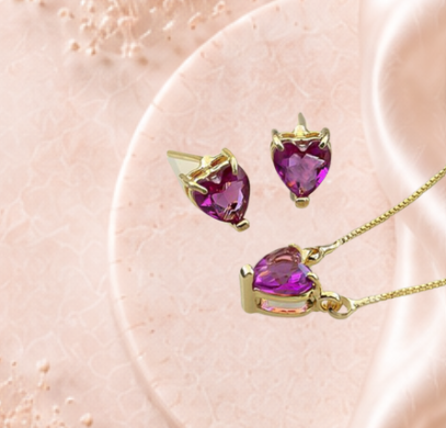 Conjunto Fucsia Cristal coração