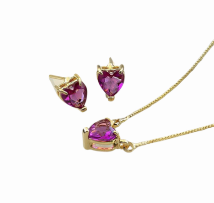 Conjunto Fucsia Cristal coração