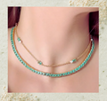 Colar Perólas e Turmalina Verde choker